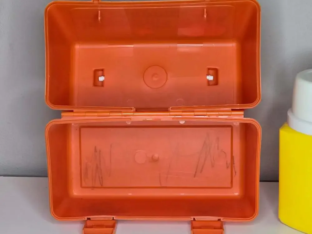 Vintage 1965 Peanuts 'Lunchtime with Snoopy' Orange Plastic Lunch Box w/ Thermos